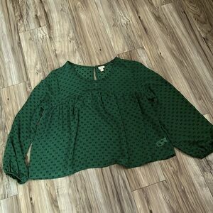 Merona- size XL, sheer, green with black accents. Back of shirt has a clasp